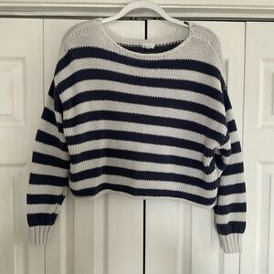 Aerie Navy and White Striped Sweater